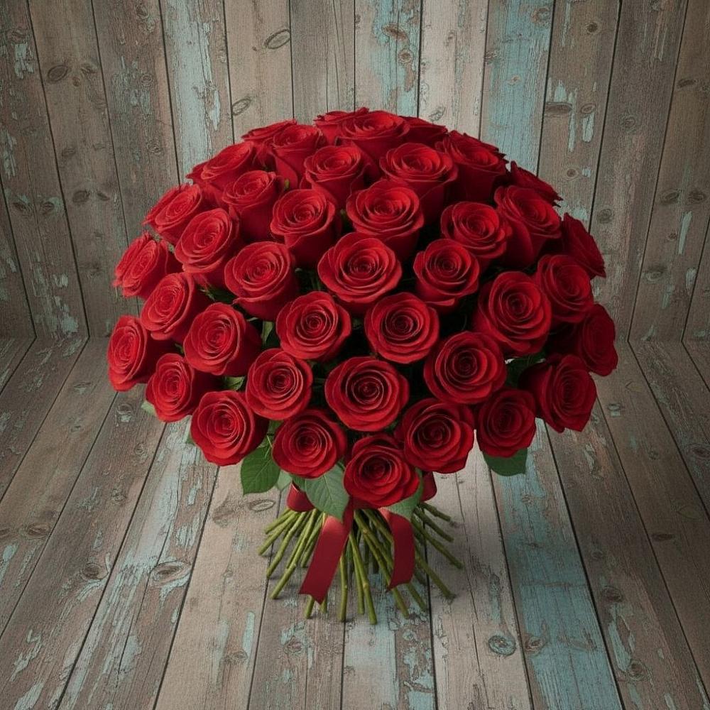 Букет 55 Красных роз Фридом в Зарубино Новгородская область