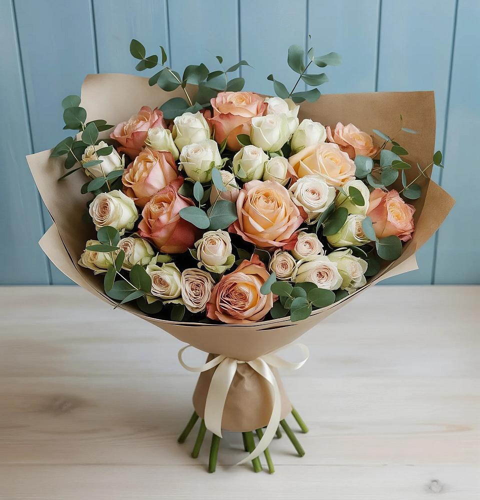 Букет цветов из: Альстромерии и Розы в Зарубино Новгородская область