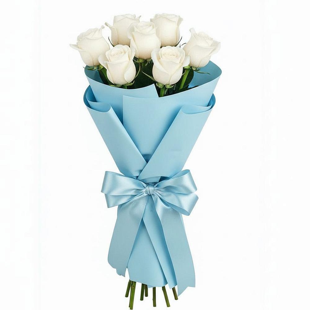Букет 7 белых роз Проуд в Зарубино Новгородская область