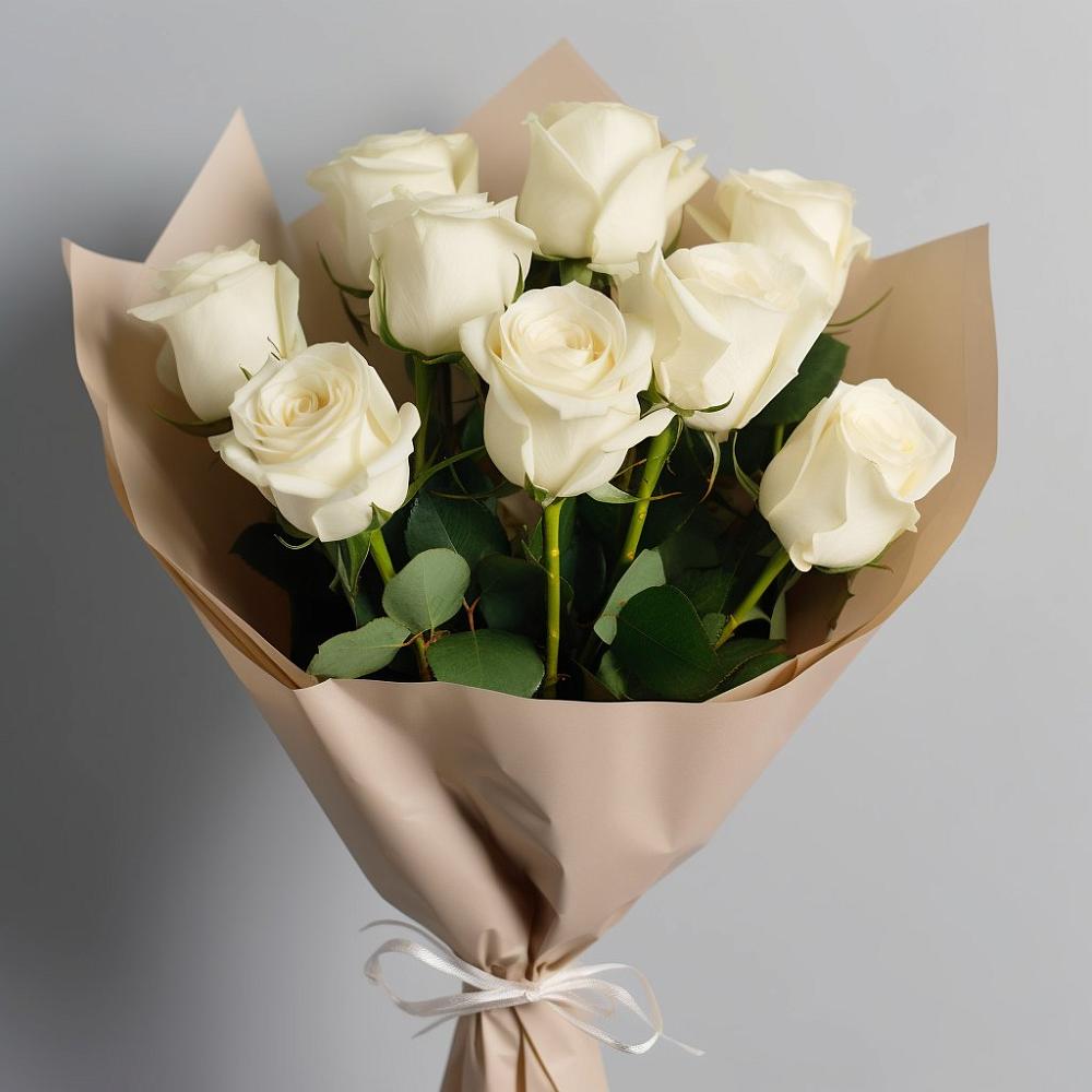 Букет 9 Белых роз Эдлесс Лав в Зарубино Новгородская область