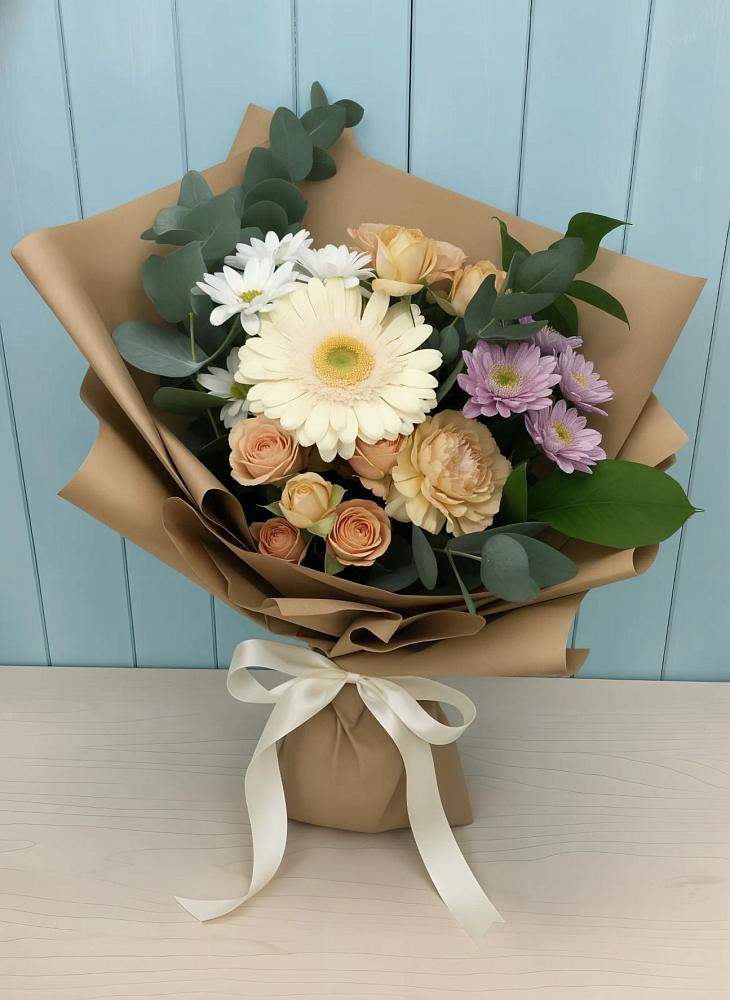 Букет цветов из: Герберы и Хризантемы в Зарубино Новгородская область