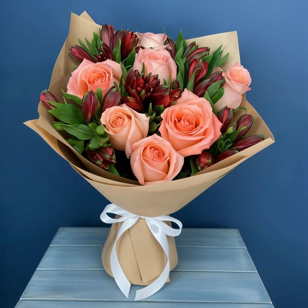 Букет цветов из: Розы и Альстромерии в Зарубино Новгородская область