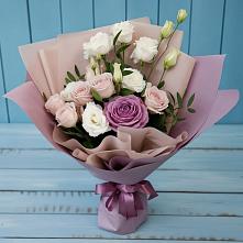 Букет цветов из:  Розы и Лизиантусы в Зарубино Новгородская область