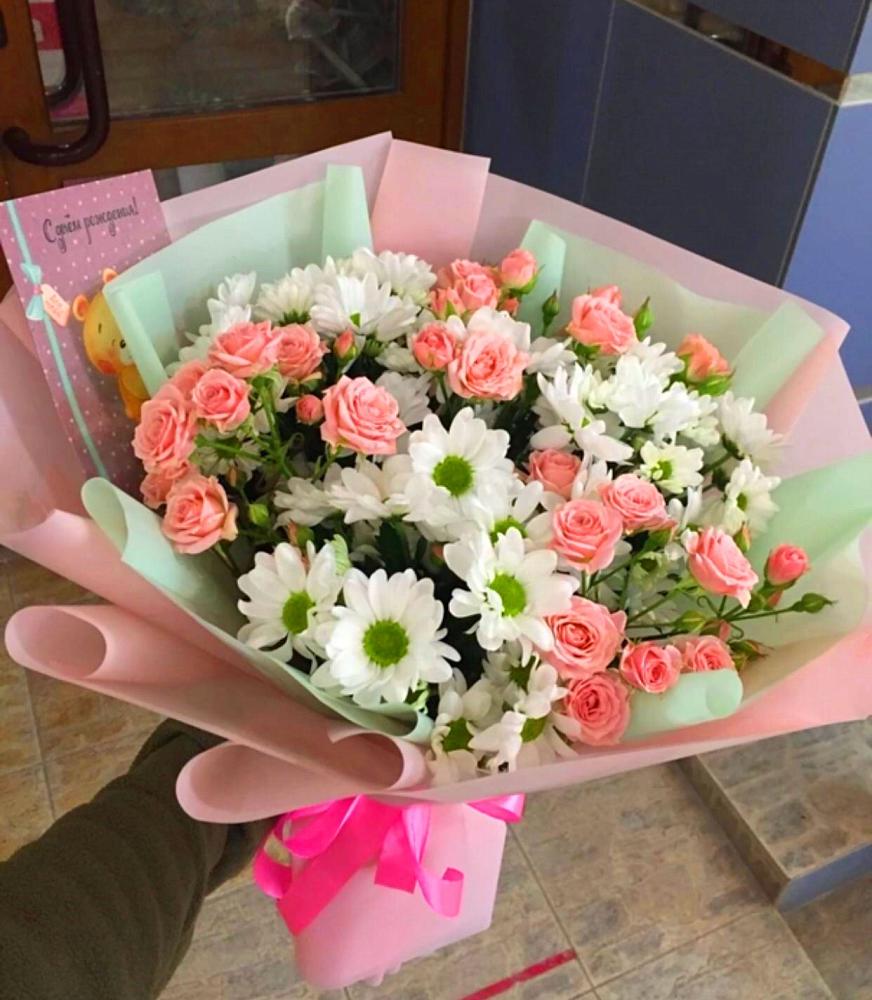 Букет цветов из: Розы и Хризантемы в Зарубино Новгородская область