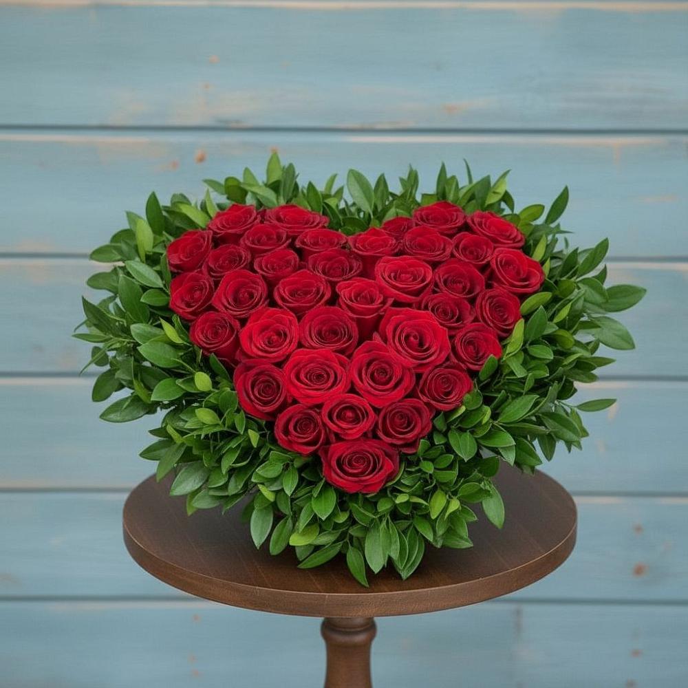 Цветочная композиция из Розы в виде сердца в Зарубино Новгородская область