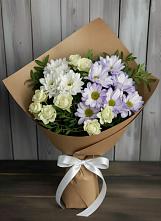 Букет цветов из:  Хризантемы и Розы в Зарубино Новгородская область