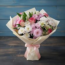 Букет цветов из:  Хризантемы, Альстромерии и Розы в Зарубино Новгородская область