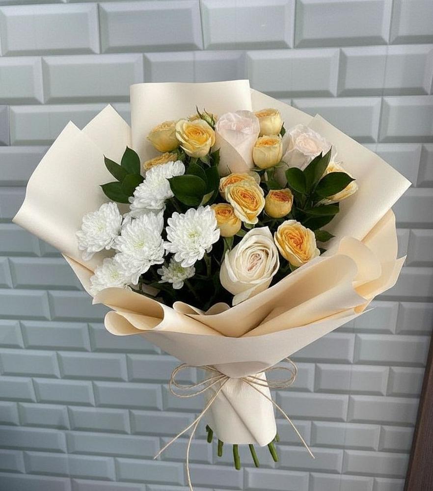 Букет цветов из: Розы и Хризантемы в Зарубино Новгородская область