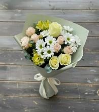 Букет цветов из:  Альстромерии, Розы и Хризантемы в Зарубино Новгородская область