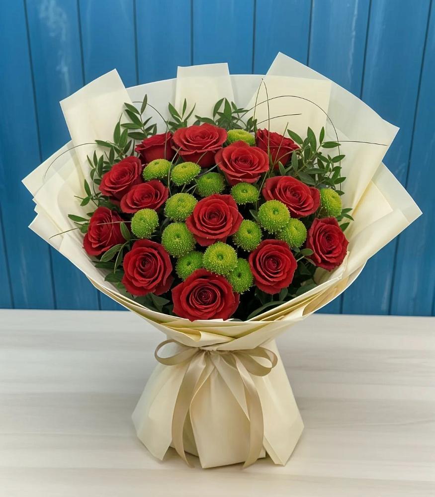 Букет цветов из: Розы и Хризантемы в Зарубино Новгородская область