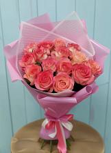 Букет 15 Розовых роз Равель в Зарубино Новгородская область