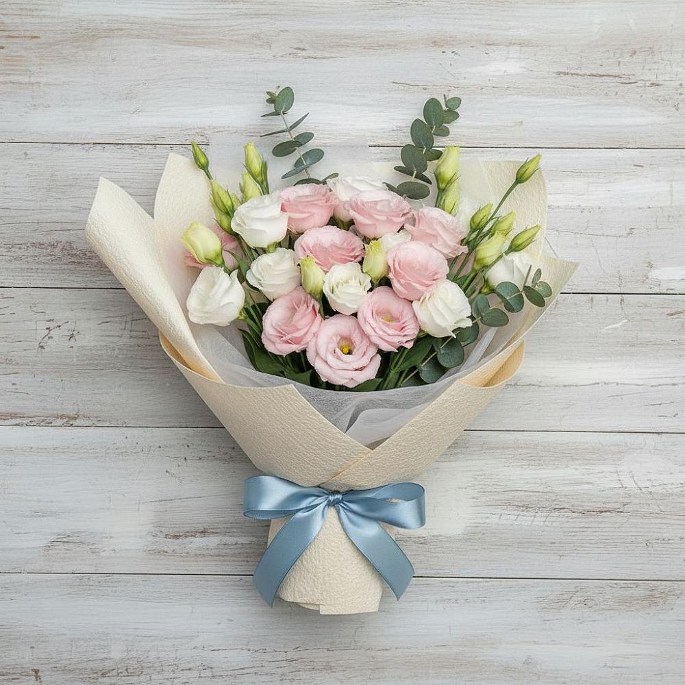 Букет цветов из: Лизиантусы в Зарубино Новгородская область